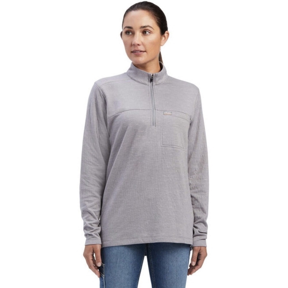 Ariat Rebar Foundation 1/4 Zip Pullover Women's Sz 2XL Light Gray Casual
